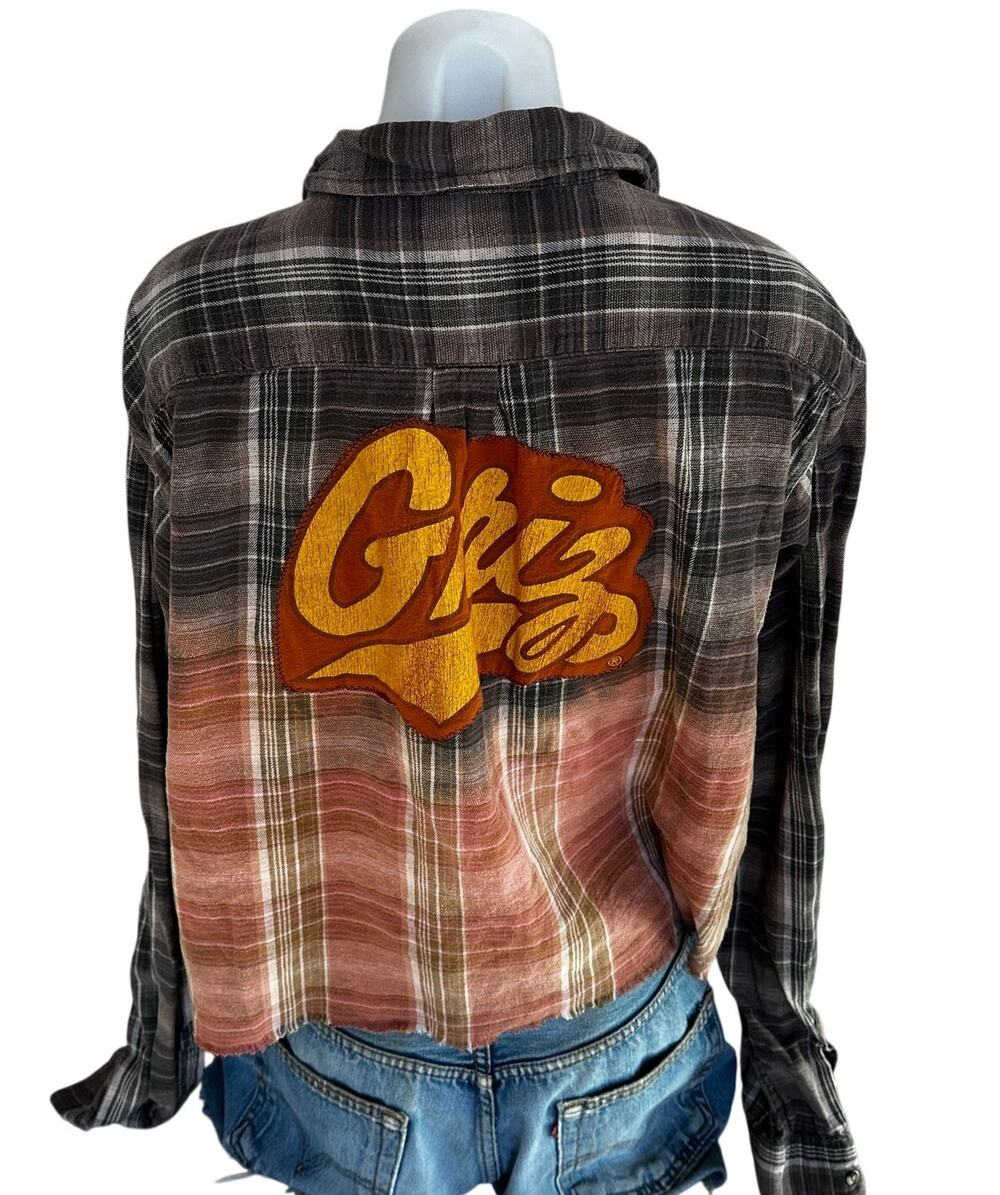 University of Montana Grizzlies Plaid Flannel Shirt XXXL Crop Griz Football UM